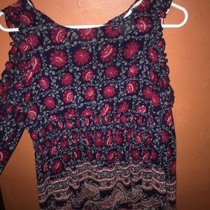 Sheer, cold shoulder, long sleeved shirt